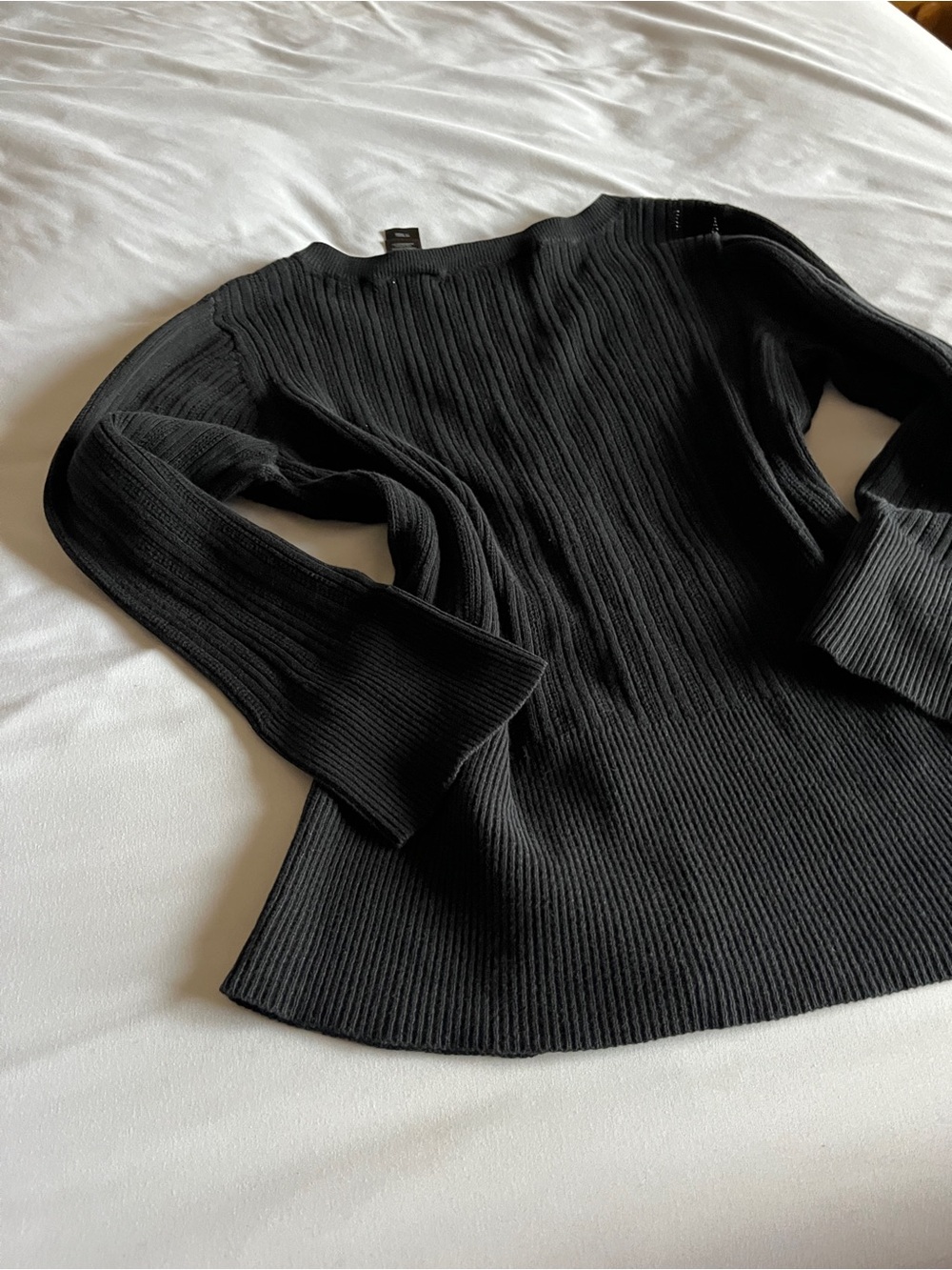 Axcess Black Ribbed Button-Front Long Sleeve Top - Picture 10 of 16